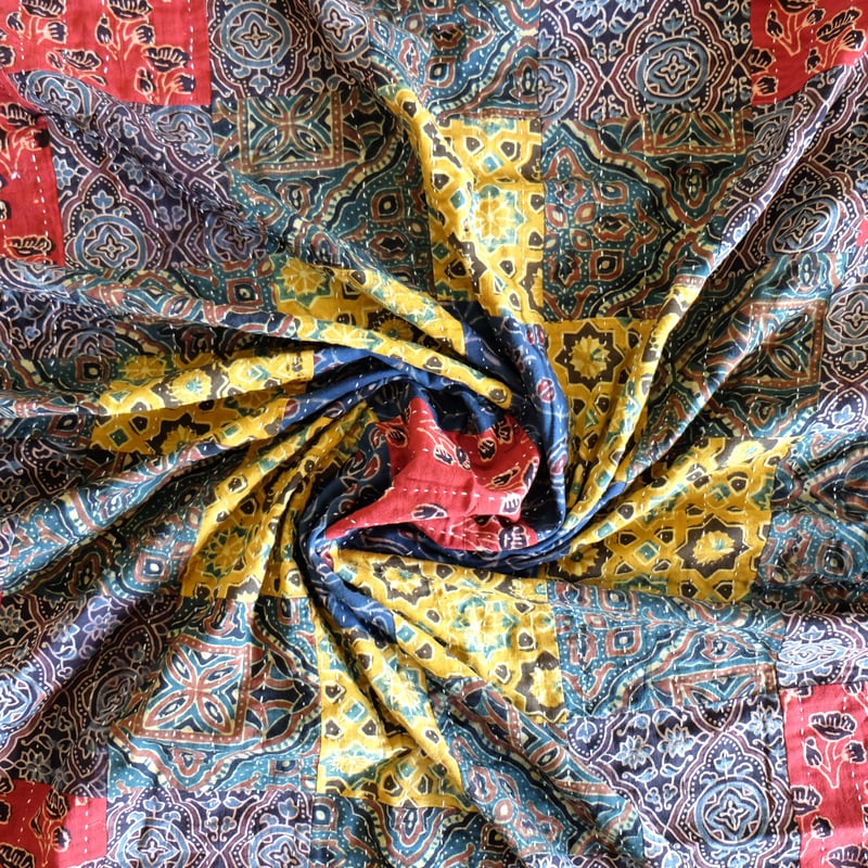 マルチクロス グドリ パッチワーク刺し子 約142×215cm インド綿