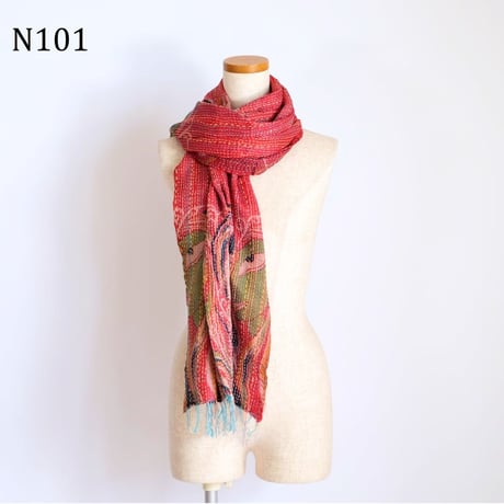 シルクカンタ　ストール　約50×200cm　インド刺し子布　N101～N109