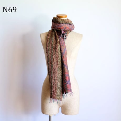 シルクカンタ　ストール　約50×200cm　インド刺し子布　N61～N70
