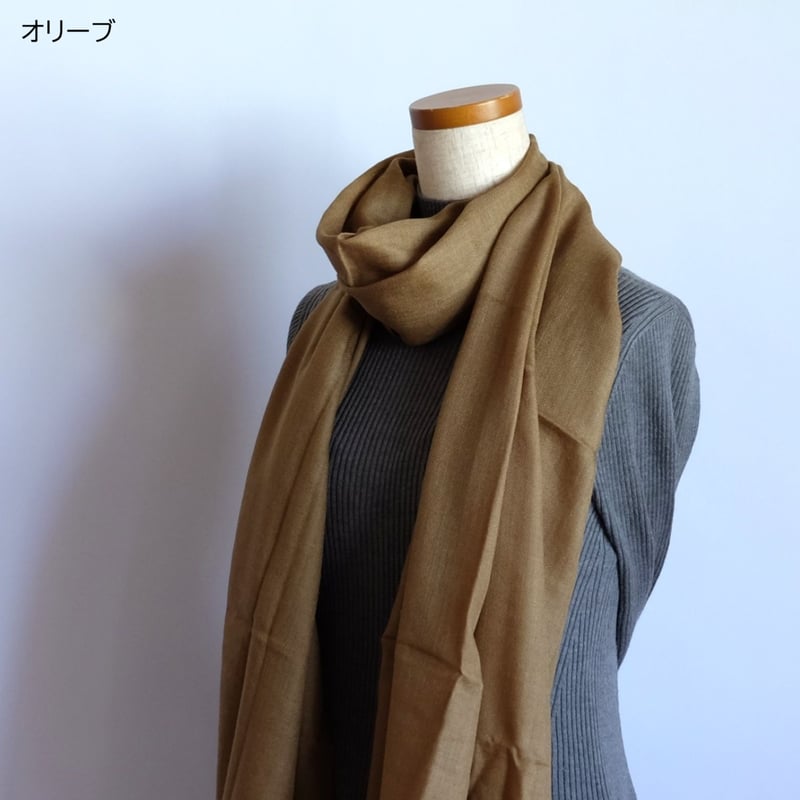 パシュミナ ストール 機械織り 約70×200cm 約90g ベージュ