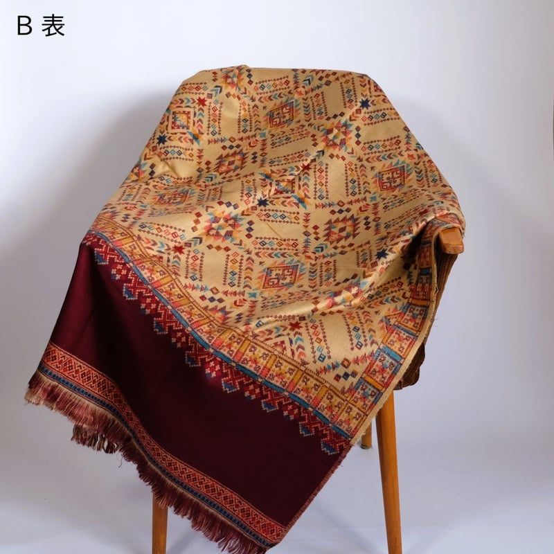 ヤクウール ショール ブランケット 約95×200cm インド カシミール 5