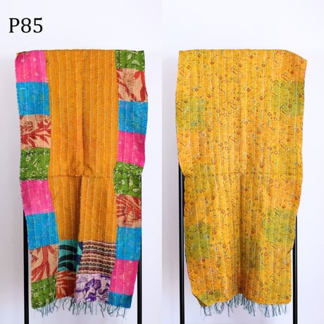 シルクカンタ　ストール　パッチワーク　約50×200cm　インド刺し子布　P81～P85