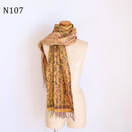 シルクカンタ　ストール　約50×200cm　インド刺し子布　N101～N109