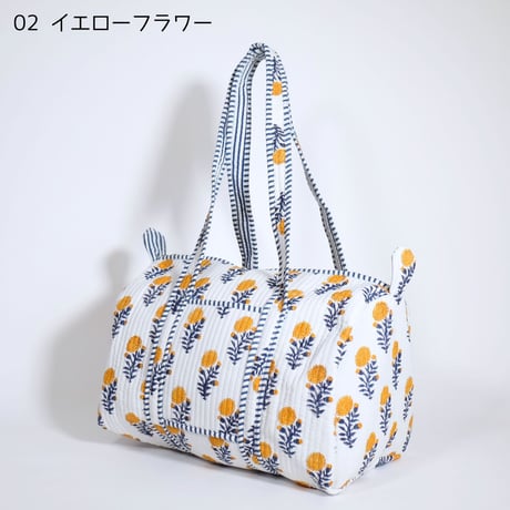 ダッフルバッグ インド綿 ブロックプリント Mサイズ 01～20
