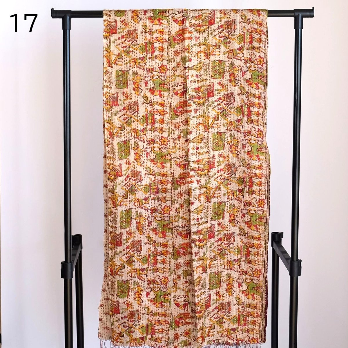 シルクカンタ ストール 約50×200cm インド刺し子布 13-17 | インド雑貨