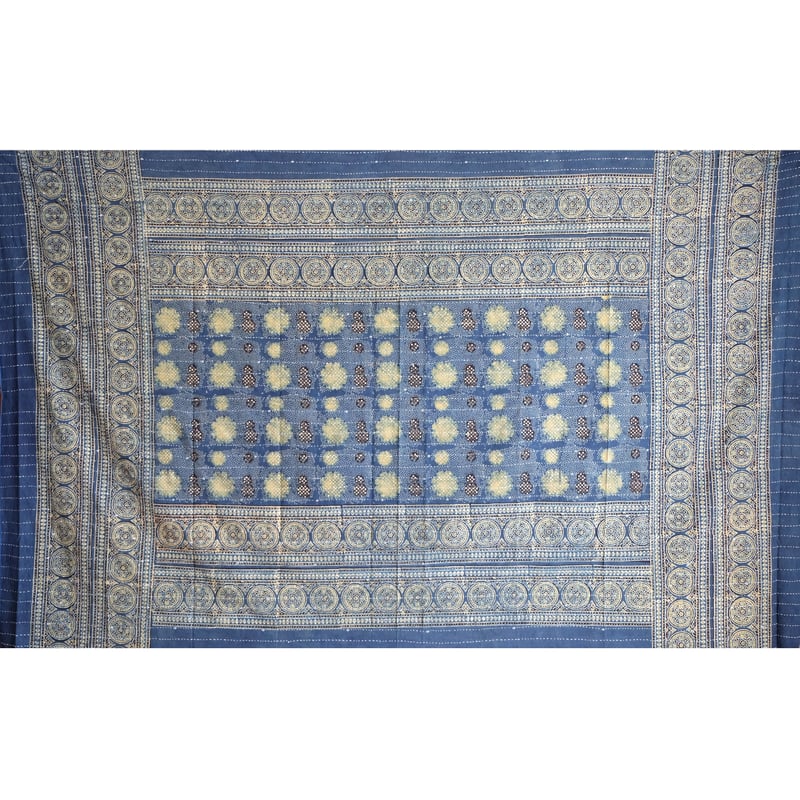 マルチクロス 刺し子 約145×235cm インド綿 ブロックプリント ア