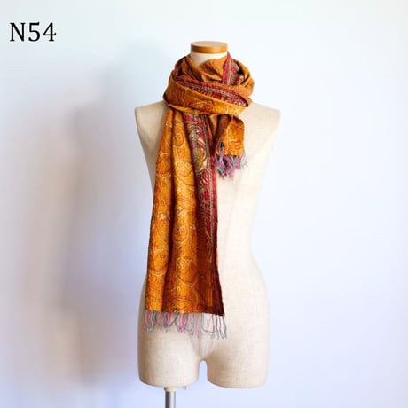 シルクカンタ　ストール　約50×200cm　インド刺し子布　N51～N60