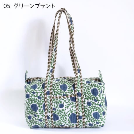 ダッフルバッグ インド綿 ブロックプリント Mサイズ 01～20