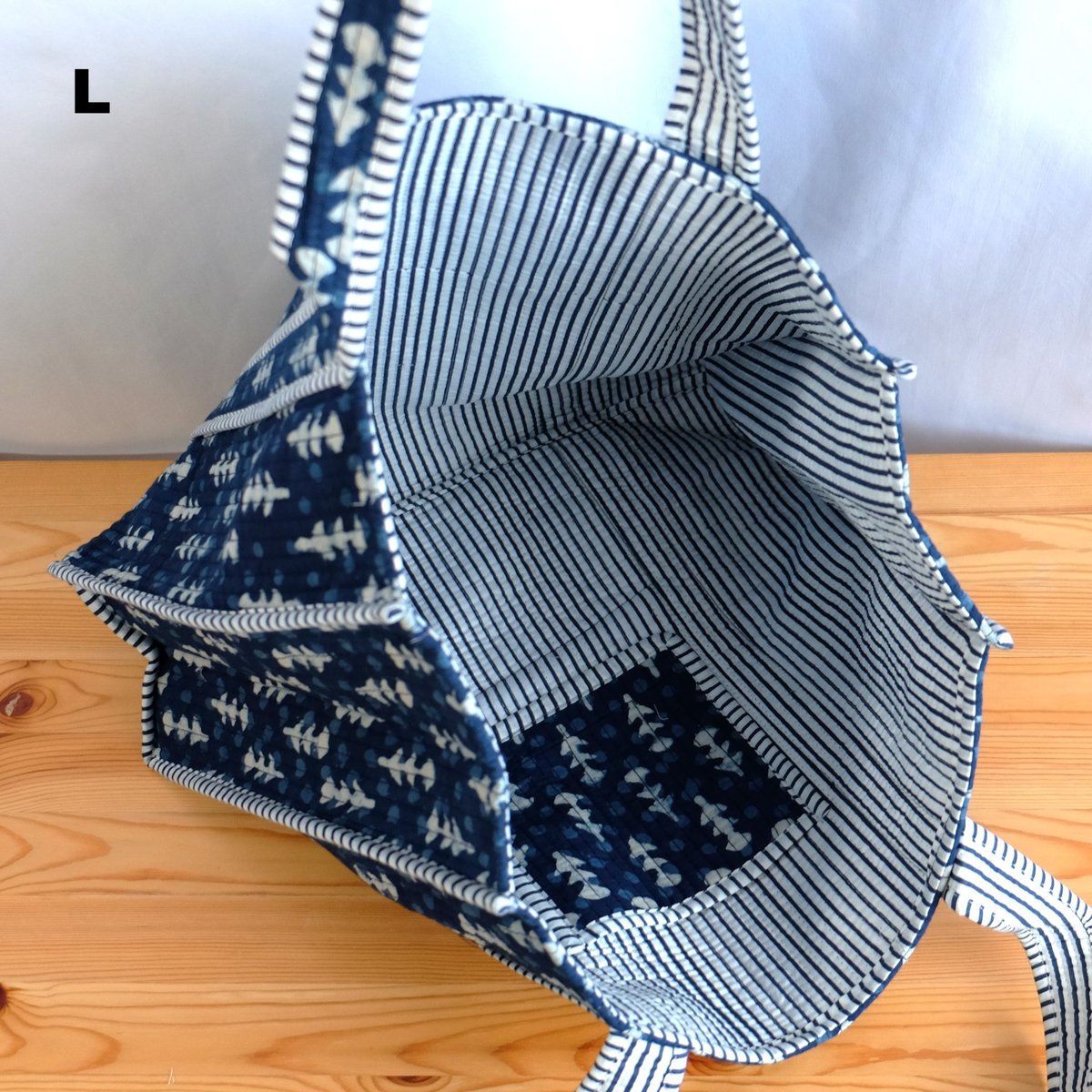 トートバッグ インド綿 ブロックプリント インディゴ | インド雑貨のお