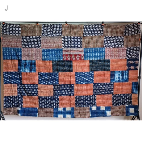 マルチクロス　グドリ　パッチワーク　刺し子刺繍　約152×230cm　インド綿　9種類