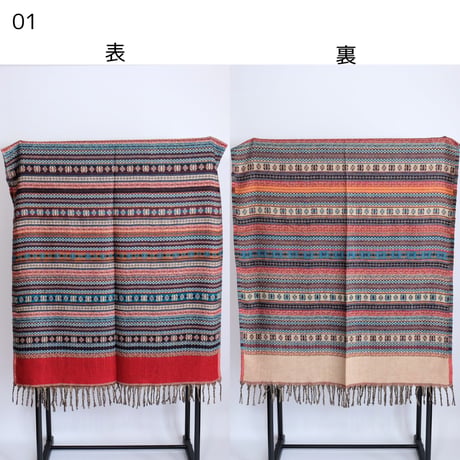 ヤクウール　ショール　ブランケット　約90×200cm　10種類　01-10