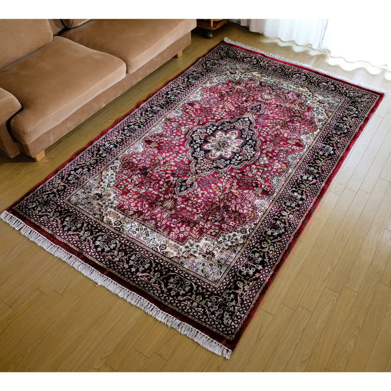 25%OFF】 インド 手織り絨毯 シルク <約88 x 156 25%OFF】 インド 手織り絨毯 シルク <約88 x 156