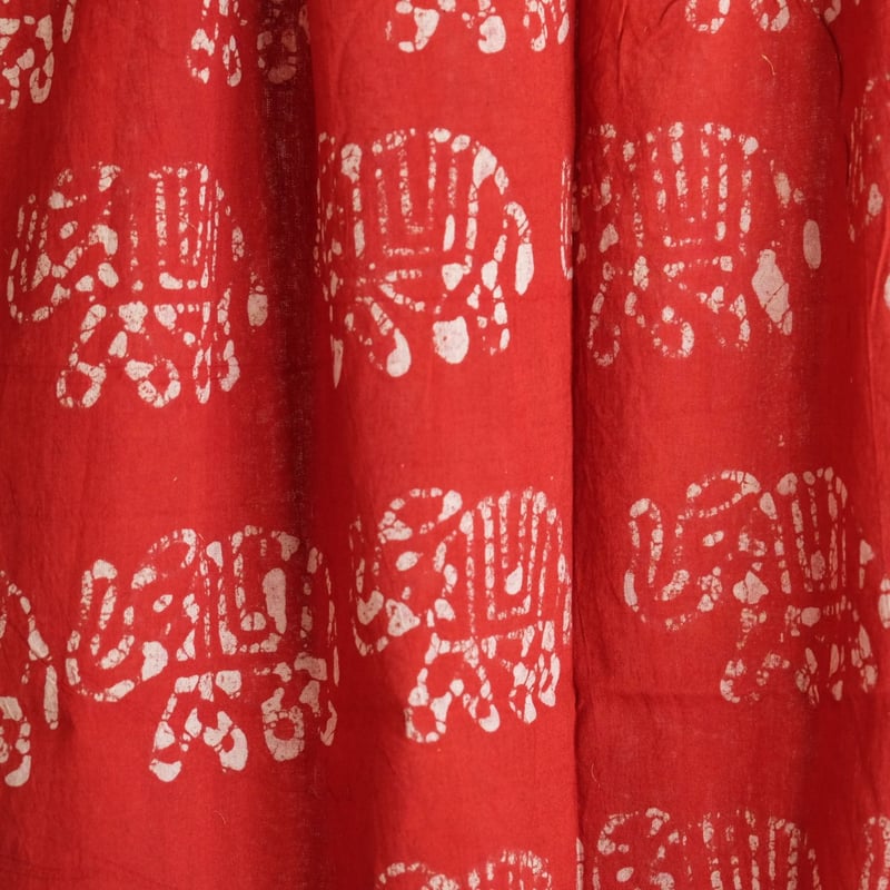 インド綿 ストール ブロックプリント 約54×195cm レッド 4種類