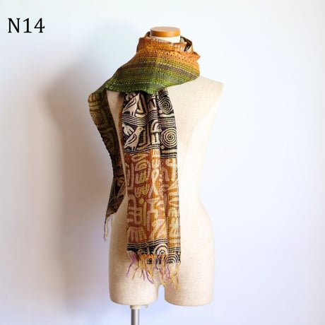シルクカンタ　ストール　約50×200cm　インド刺し子布　N11～N20