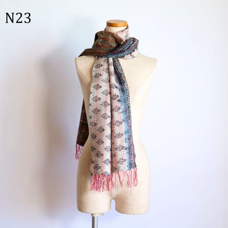 シルクカンタ　ストール　約50×200cm　インド刺し子布　N21～N30