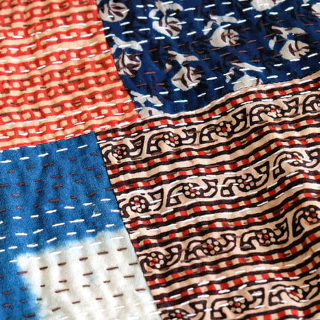 マルチクロス　グドリ　パッチワーク　刺し子刺繍　約152×230cm　インド綿　9種類