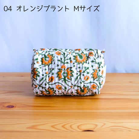 ポーチ インド綿 ブロックプリント Mサイズ 20種類