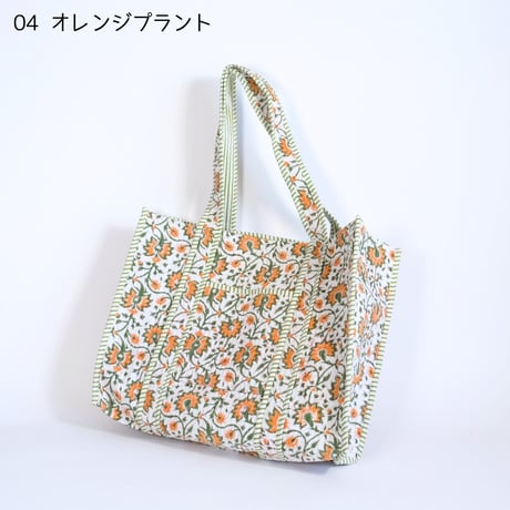 トートバッグ インド綿 ブロックプリント Lサイズ 01～11