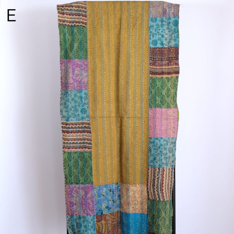 シルクカンタ ストール パッチワーク 約50×200cm インド刺し子布 A～F