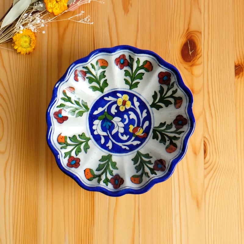 ポーリッシュポタリー青と白の花模様 陶器製長方形皿 ポーリッシュポタリー青と白の花模様 陶器製長方形皿 長方形盛皿