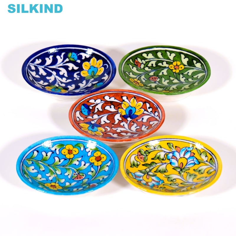 陶器ソープトレイ インド ブルーポタリー 青/水色/赤/緑/黄色 | インド