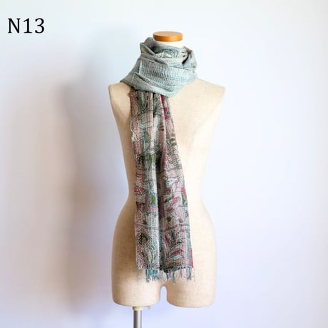 シルクカンタ　ストール　約50×200cm　インド刺し子布　N11～N20