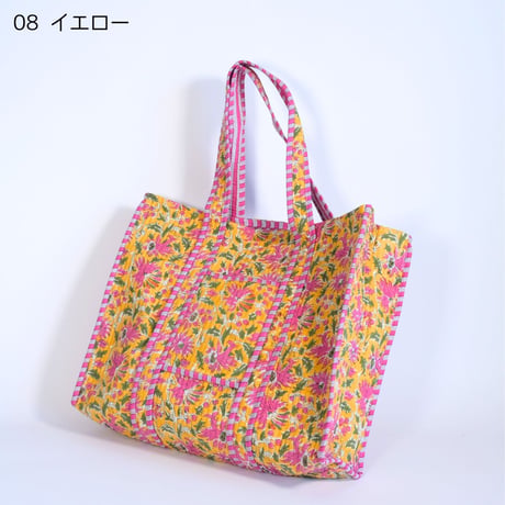 トートバッグ インド綿 ブロックプリント Lサイズ 01～11