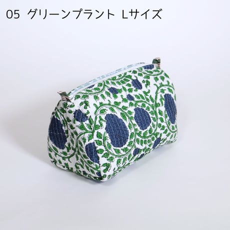 ポーチ インド綿 ブロックプリント Lサイズ 20種類