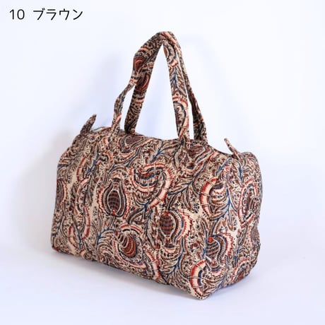 ダッフルバッグ インド綿 ブロックプリント Lサイズ 【旧デザイン】