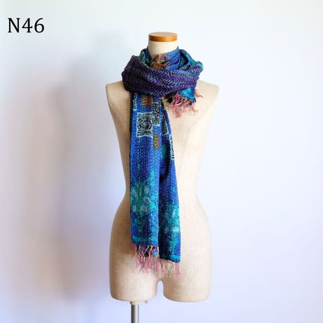 シルクカンタ　ストール　約50×200cm　インド刺し子布　N41～N50