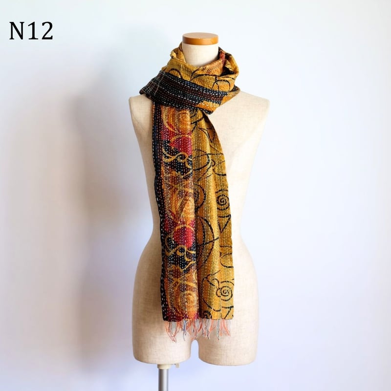 シルクカンタ ストール 約50×200cm インド刺し子布 N11～N20 | インド