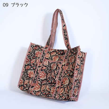 トートバッグ インド綿 ブロックプリント Lサイズ 01～11