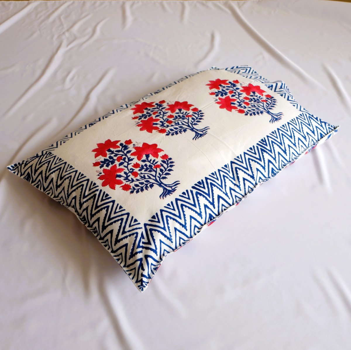 インド　ブロックプリント　ベットシーツ　&枕カバー インド ブロックプリント ベットシーツ &枕カバー