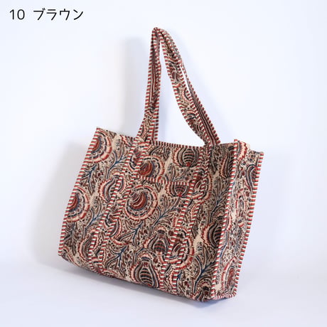 トートバッグ インド綿 ブロックプリント Lサイズ 01～11