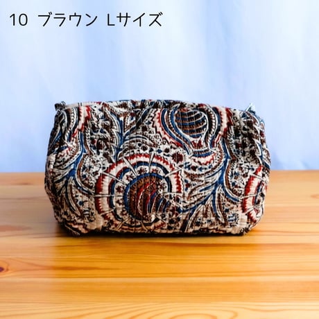 ポーチ インド綿 ブロックプリント Lサイズ 20種類
