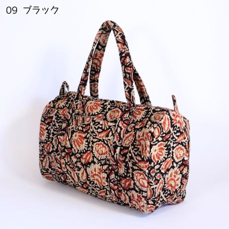 ダッフルバッグ インド綿 ブロックプリント Lサイズ 【旧デザイン】