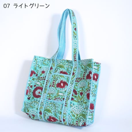 トートバッグ インド綿 ブロックプリント Mサイズ 01～10