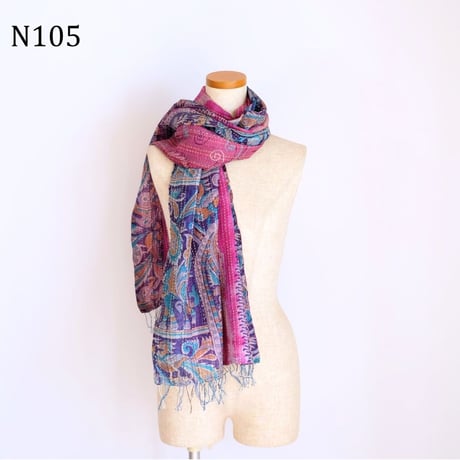 シルクカンタ　ストール　約50×200cm　インド刺し子布　N101～N109