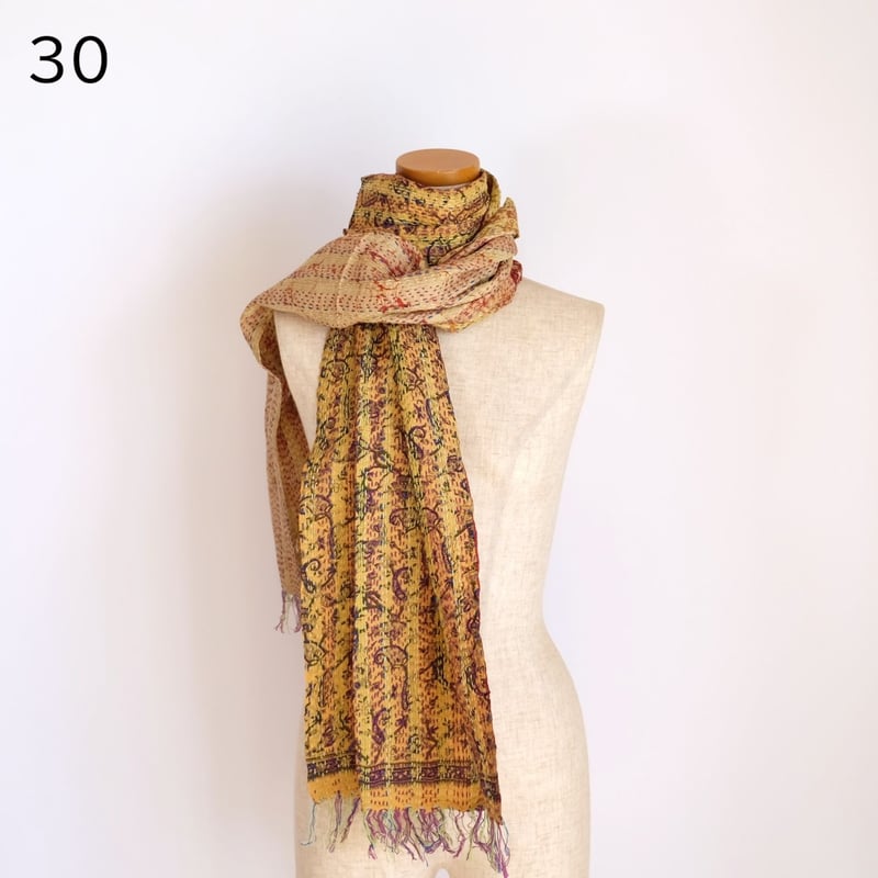 シルクカンタ ストール 約50×200cm インド刺し子布 28-32 | インド雑貨