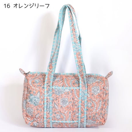 ダッフルバッグ インド綿 ブロックプリント Mサイズ 01～20