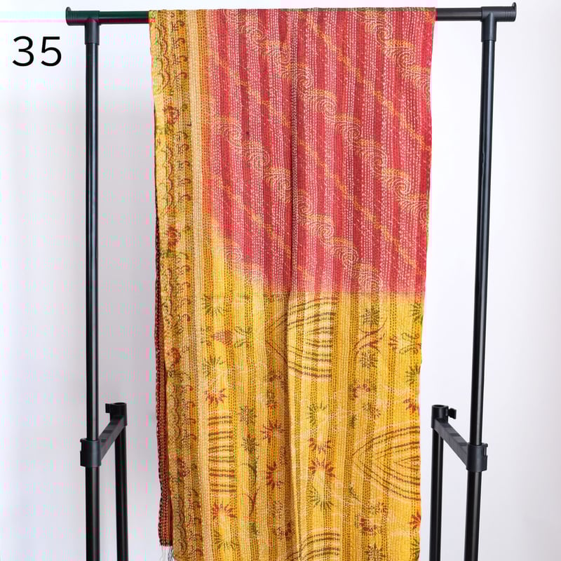 シルクカンタ ストール 約50×200cm インド刺し子布 33-37 | インド雑貨