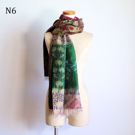 シルクカンタ　ストール　約50×200cm　インド刺し子布　N1～N10