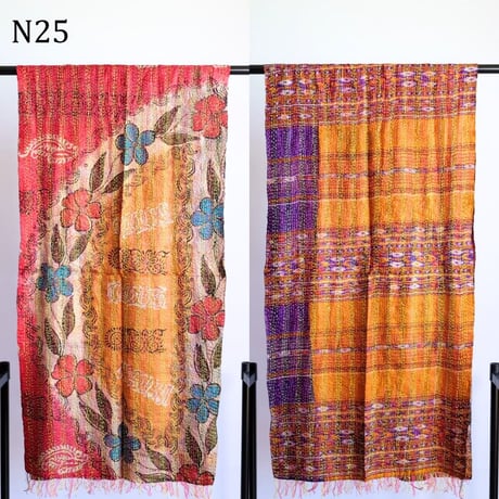 シルクカンタ　ストール　約50×200cm　インド刺し子布　N21～N30