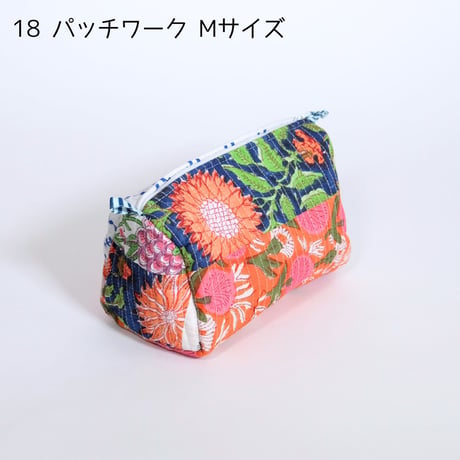 ポーチ インド綿 ブロックプリント Mサイズ 20種類
