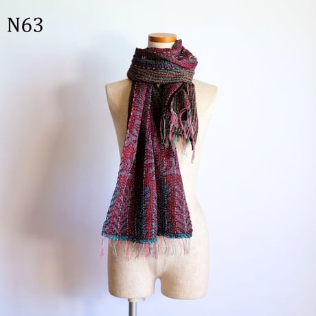 シルクカンタ　ストール　約50×200cm　インド刺し子布　N61～N70
