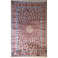 インド　手織り絨毯　シルク　＜約123 x 190 ㎝＞　天井文様