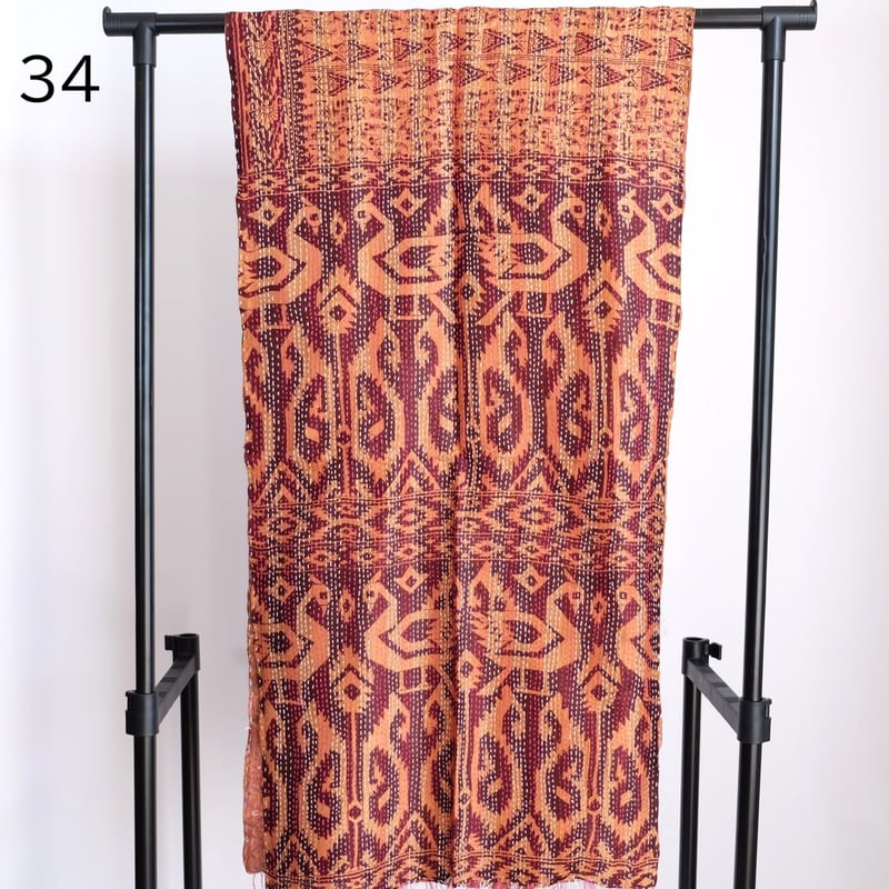 シルクカンタ ストール 約50×200cm インド刺し子布 33-37 | インド雑貨