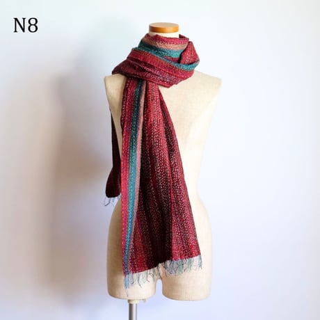 シルクカンタ　ストール　約50×200cm　インド刺し子布　N1～N10