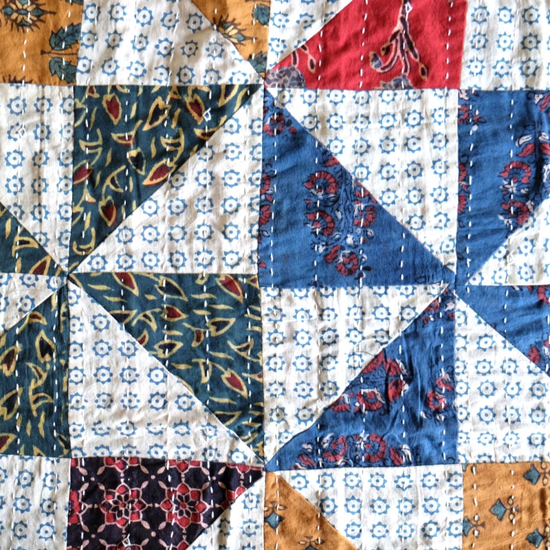 マルチクロス グドリ パッチワーク刺し子 約150×215cm インド綿