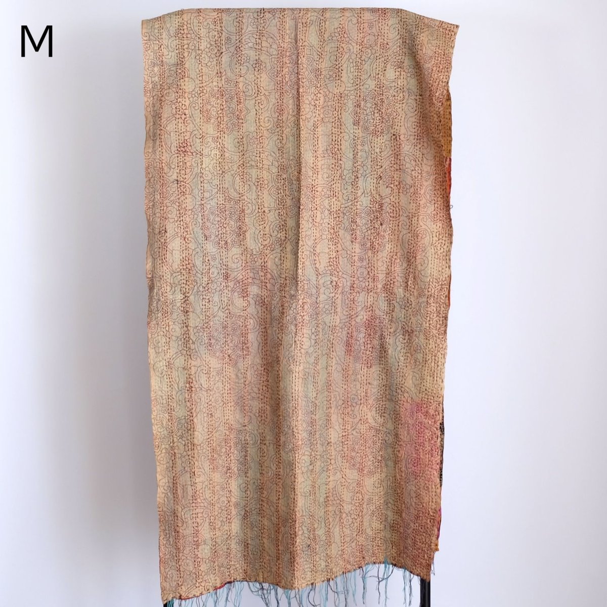 シルクカンタ ストール パッチワーク 約50×200cm インド刺し子布 G～M